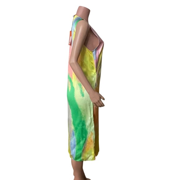 NWT Stine Goya Hedy Satin‎ Fireworks Print Draped Sleeveless Dress Size M - Picture 13 of 16